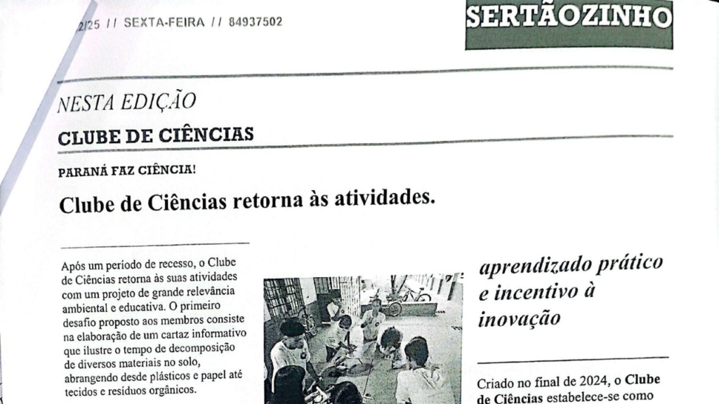 Jornal escolar destaca ciência e conscientização ambiental